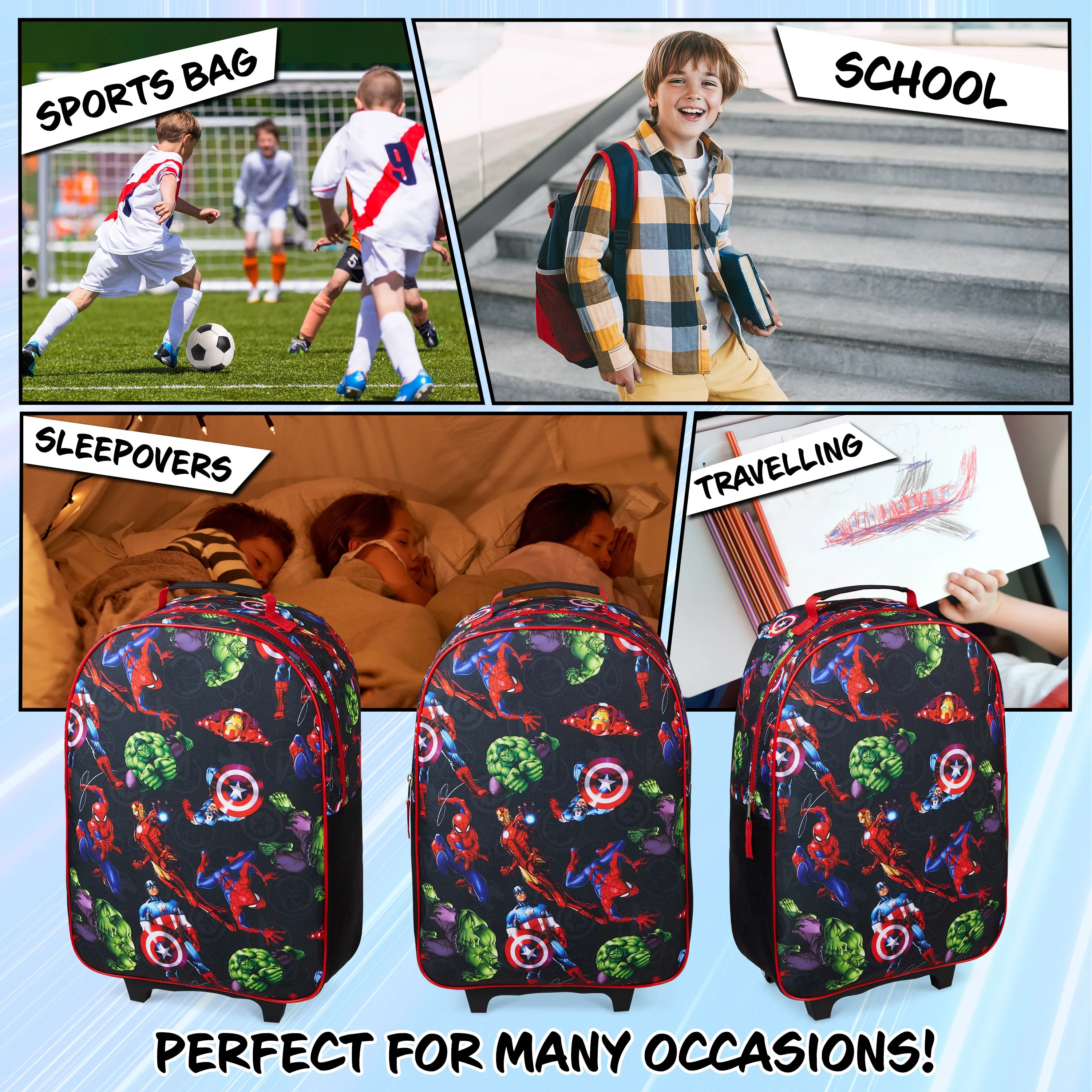 Marvel Suitcase for Boys Carry On Avengers Travel Bag with Wheels