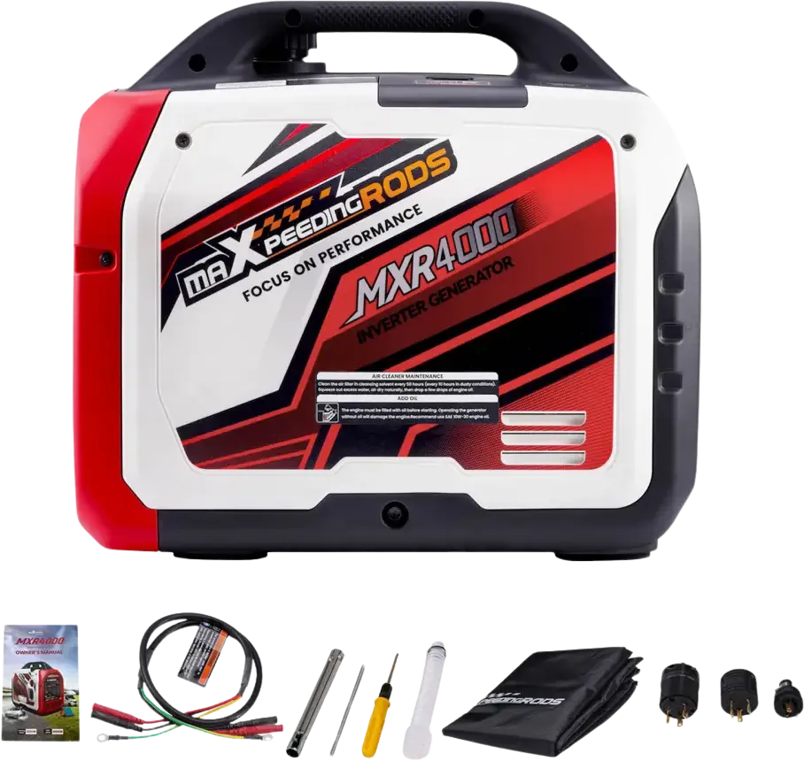 Maxpeedingrods MXR4000-US Gas Inverter Generator 3200W/4000W Low THD Parallel RV Ready with CO Alert App Monitoring New