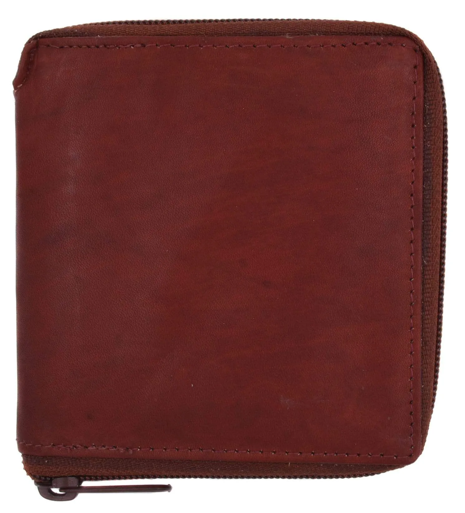 Mens Genuine Leather Zip Around Bifold Wallet with Snap Down Coin Purse 1356 CF