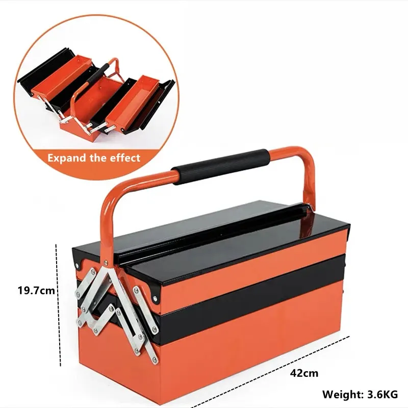 New Iron Toolbox Suitcase Tools Box Professional Repair Tool Organizer Three-layer Portable Household Car Folding Large Storage