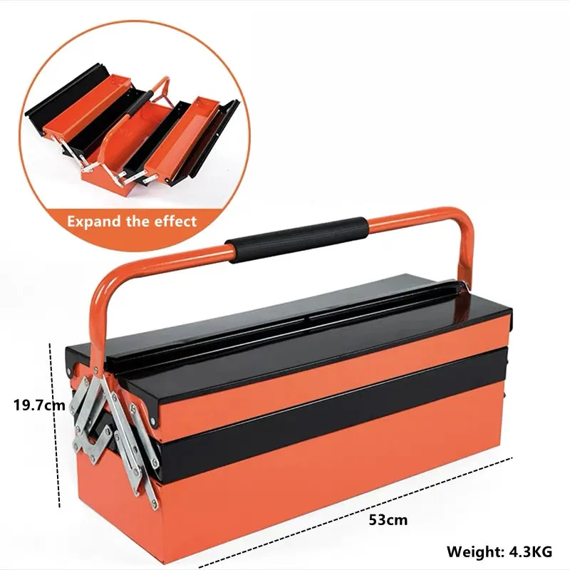 New Iron Toolbox Suitcase Tools Box Professional Repair Tool Organizer Three-layer Portable Household Car Folding Large Storage
