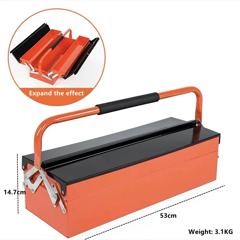 New Iron Toolbox Suitcase Tools Box Professional Repair Tool Organizer Three-layer Portable Household Car Folding Large Storage