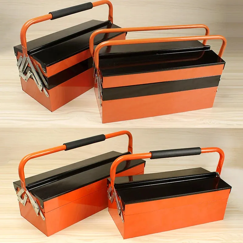 New Iron Toolbox Suitcase Tools Box Professional Repair Tool Organizer Three-layer Portable Household Car Folding Large Storage