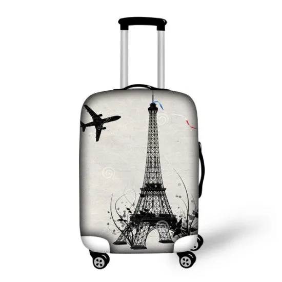 Paris French Eiffel Tower Luggage Covers Apply to 18 - 30 Inch Trolley Case Elastic Suitcase Protective Cover