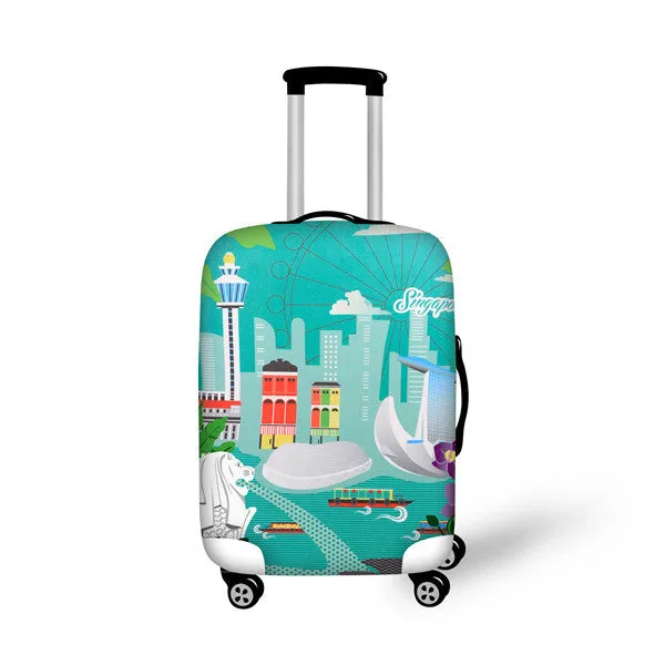 Paris French Eiffel Tower Luggage Covers Apply to 18 - 30 Inch Trolley Case Elastic Suitcase Protective Cover