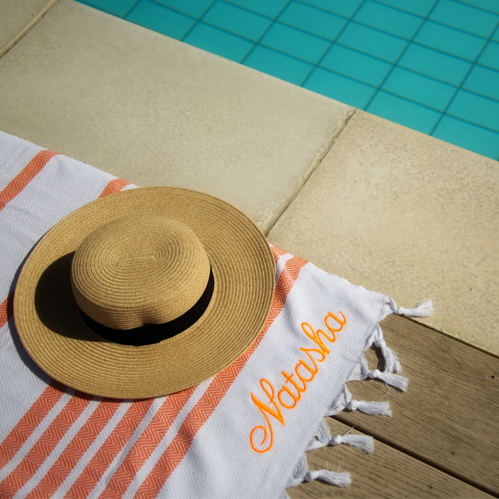 Personalised Hamam Beach Towel in Orange