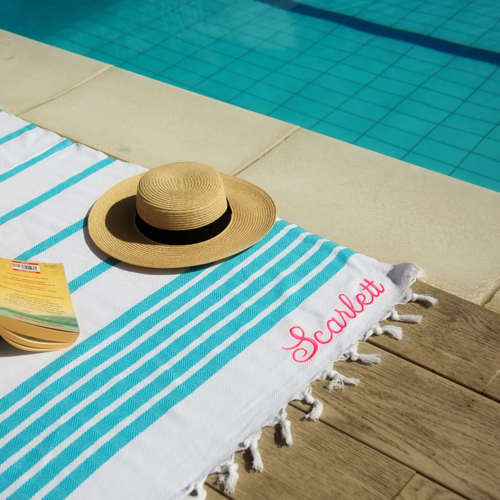 Personalised Hamam Beach Towel in Orange