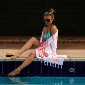 Personalised Hamam Beach Towel in Orange