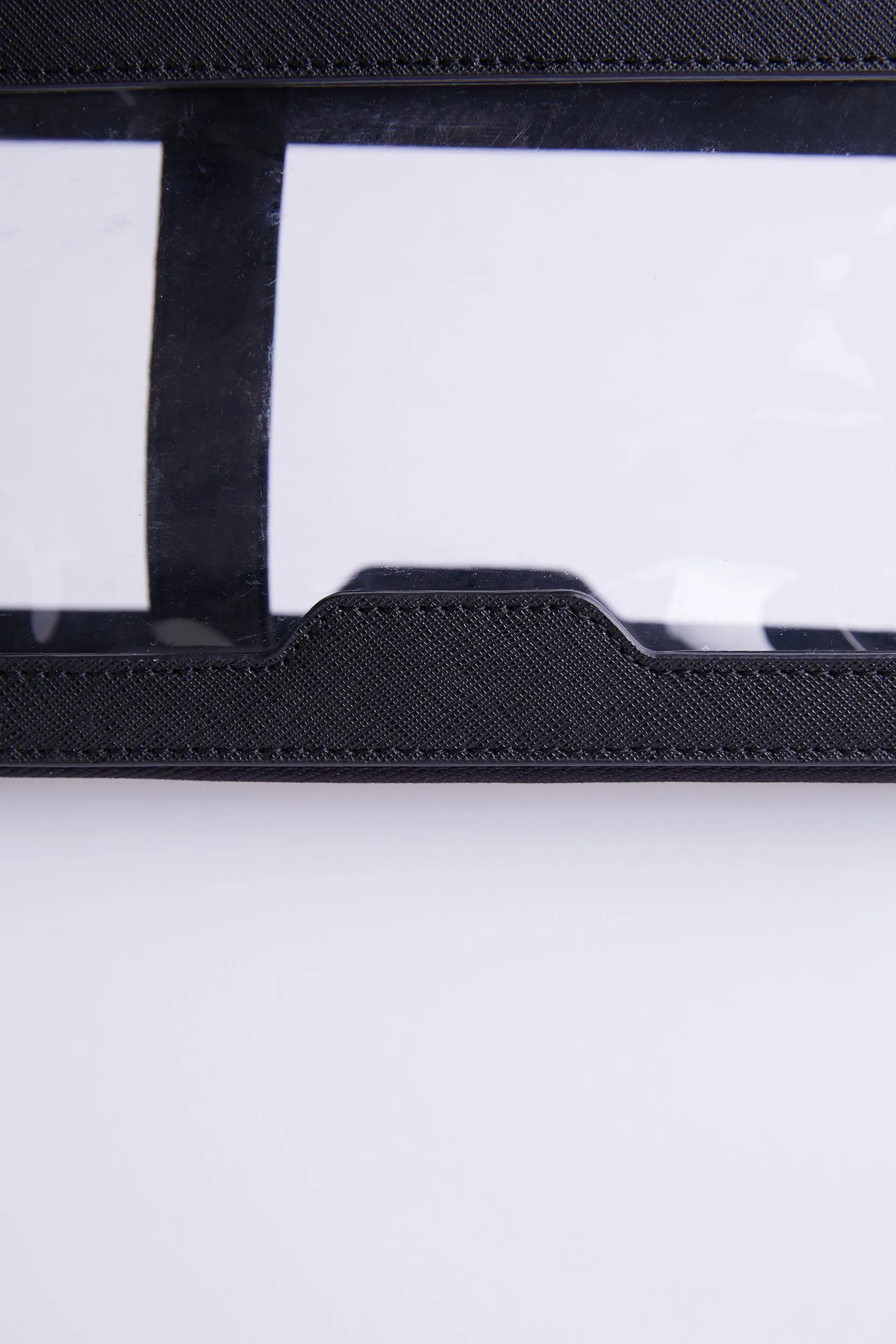 Personalised Leather & Perspex Double Zip Cali Cosmetic Bag - Black Saffiano