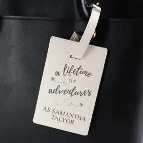 Personalised 'Lifetime Of Adventures' Cream Luggage Tag