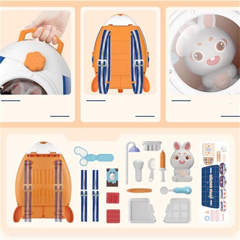 Pet Vet Toys Role Play Pet Care Kit Toy Puppy Cat Backpack Pretend Toys for Toddler Kids