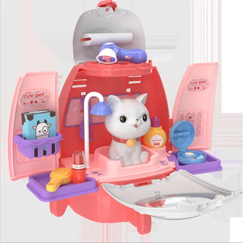 Pet Vet Toys Role Play Pet Care Kit Toy Puppy Cat Backpack Pretend Toys for Toddler Kids
