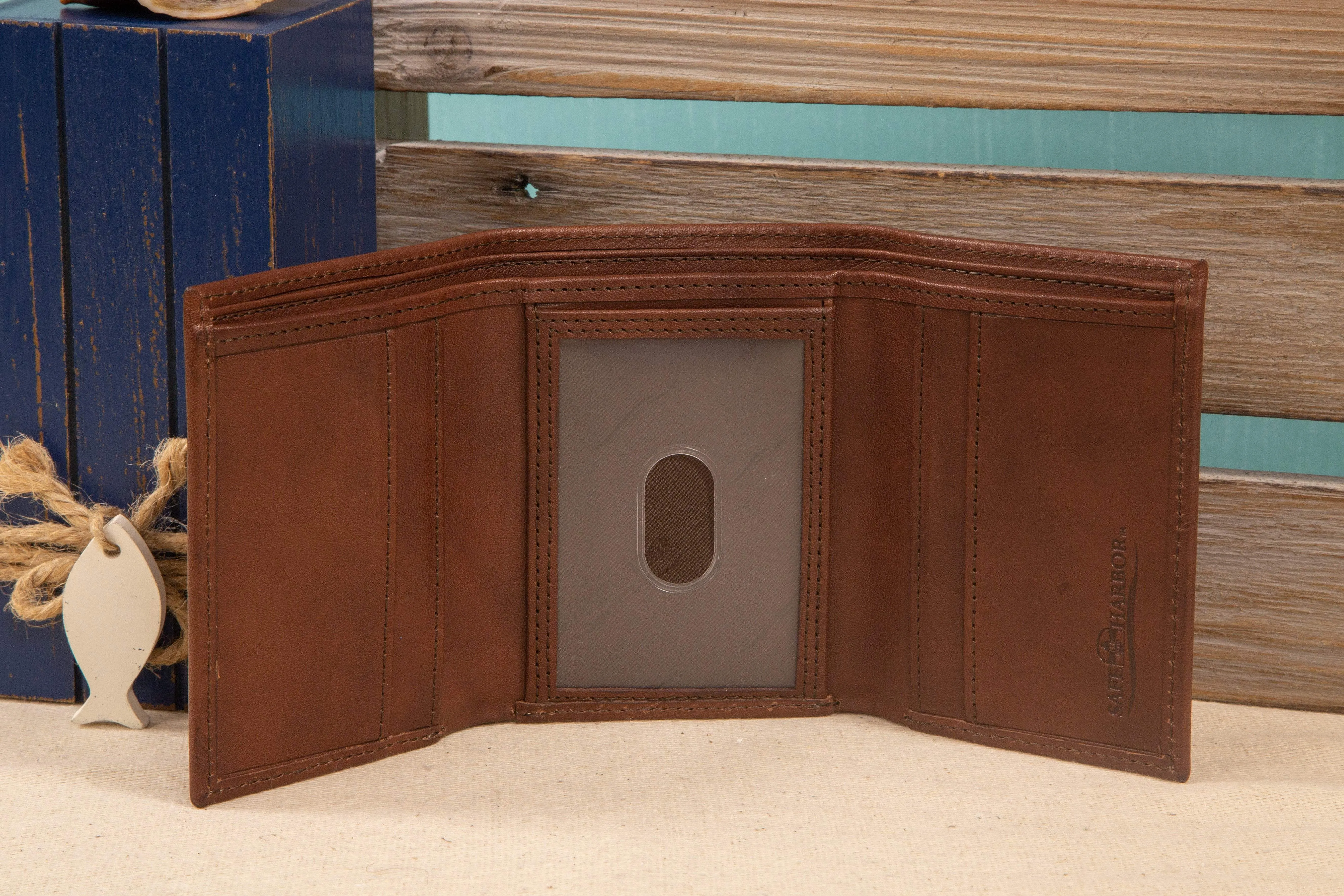 Safe Harbor Mens RFID Wallet - RFID Secure Trifold Wallet with ID Window