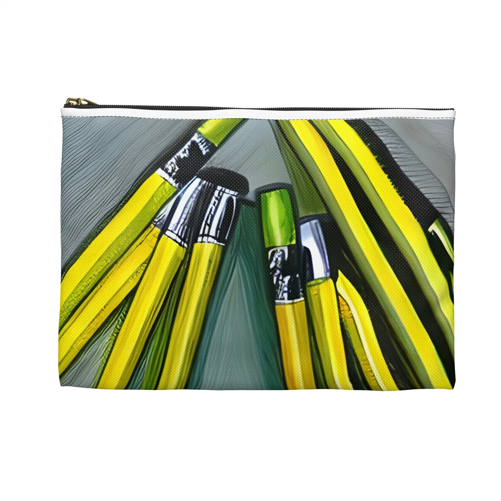 Stylish Yellow & Black Pencil Case on Grey Background