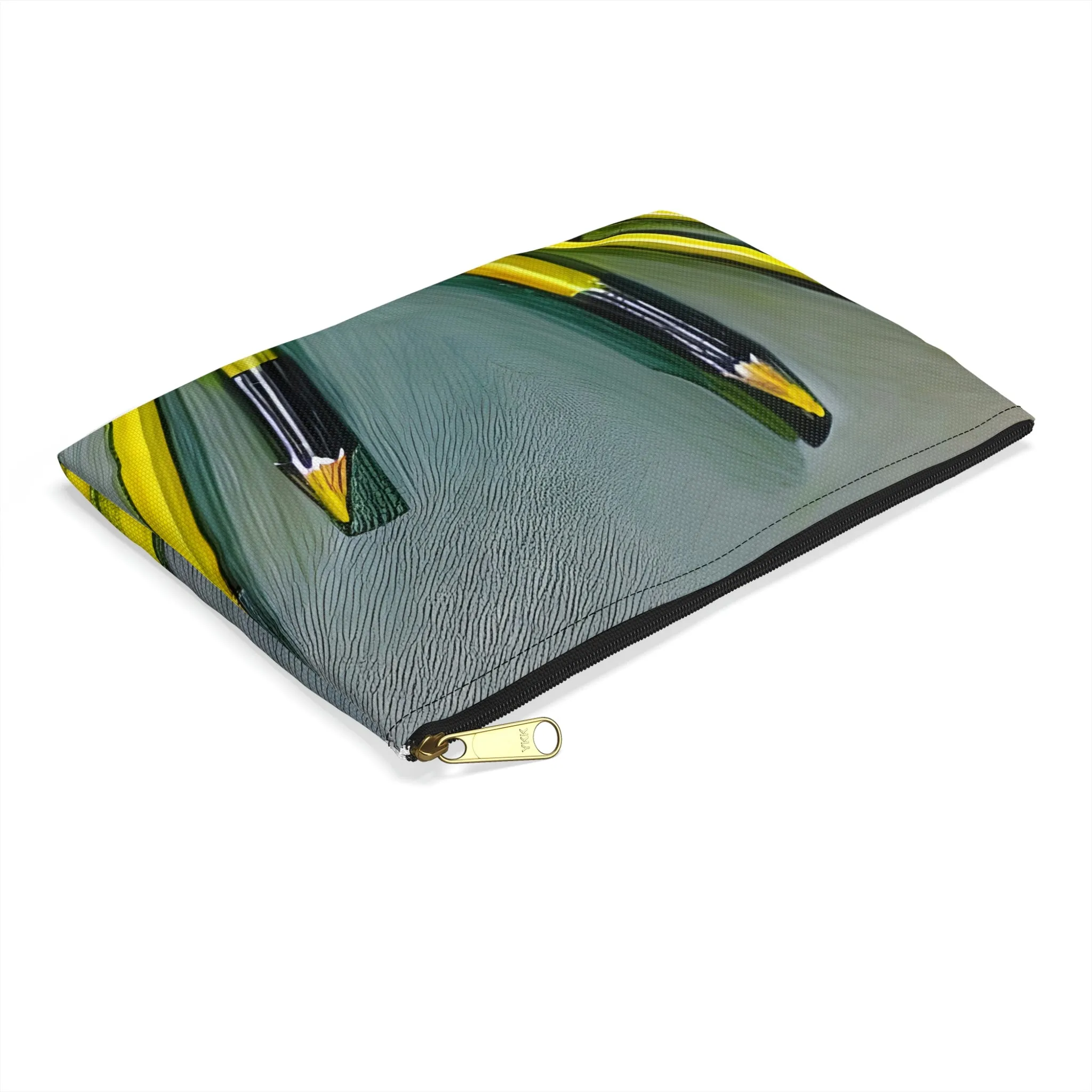Stylish Yellow & Black Pencil Case on Grey Background