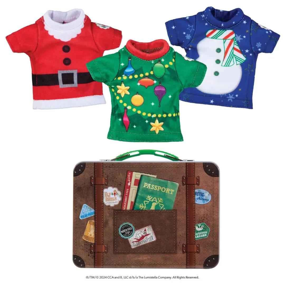 The Elf on the Shelf® Claus Couture Collection® Christmas Tee Pack: 3 Party Tees and Collectible Carrying case