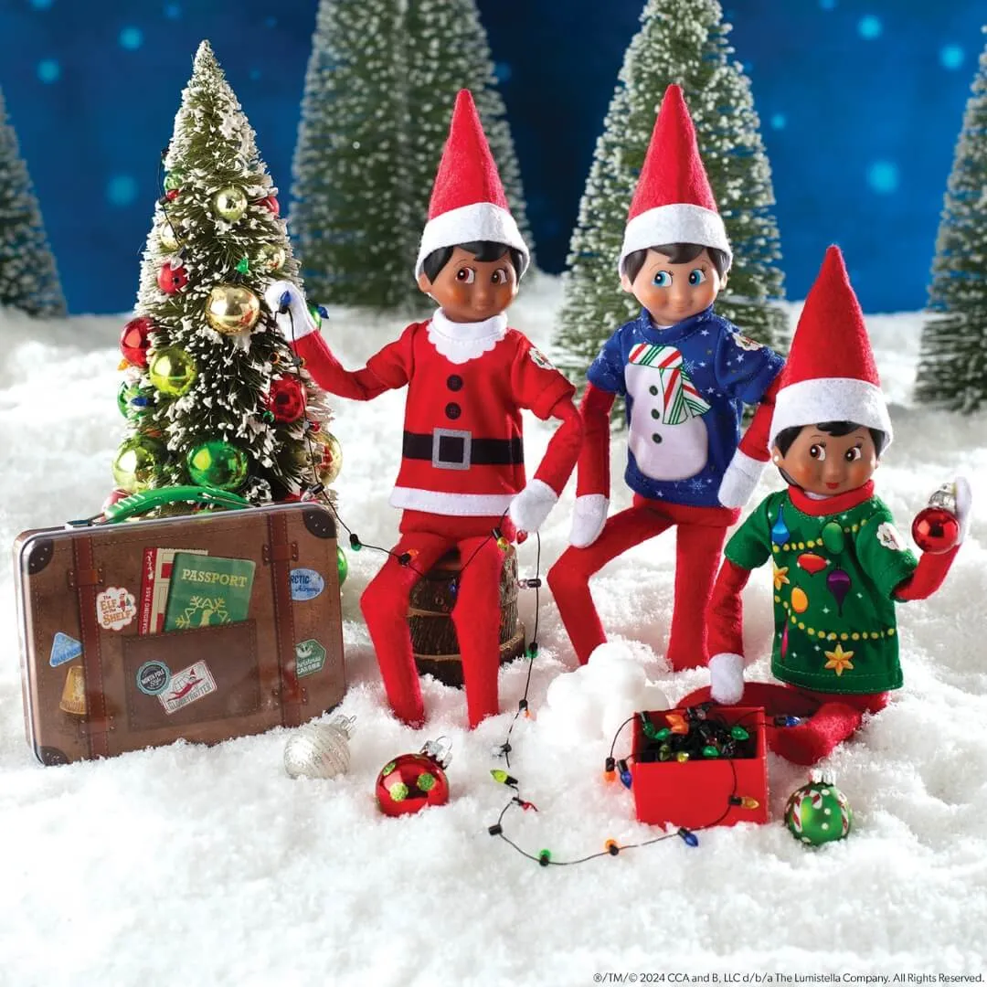 The Elf on the Shelf® Claus Couture Collection® Christmas Tee Pack: 3 Party Tees and Collectible Carrying case