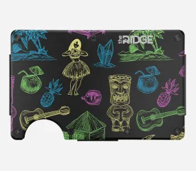The Ridge Wallet - Aluminum With Money Clip   Cash Strap - Neon Tiki