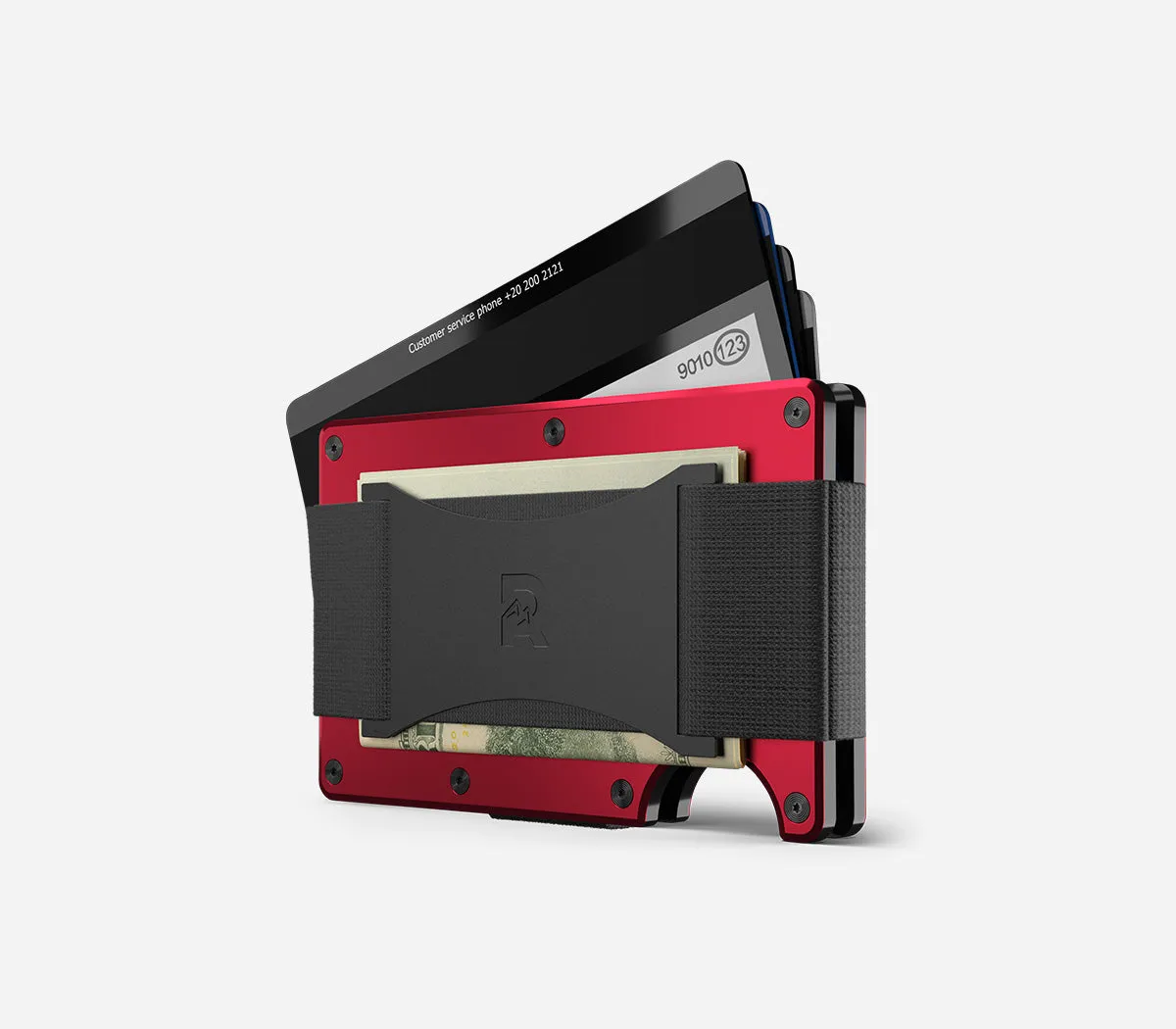 The Ridge Wallet - Aluminum With Money Clip   Cash Strap - Product Red