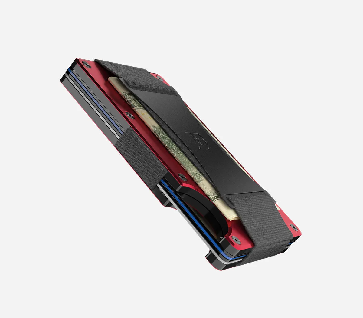 The Ridge Wallet - Aluminum With Money Clip   Cash Strap - Product Red