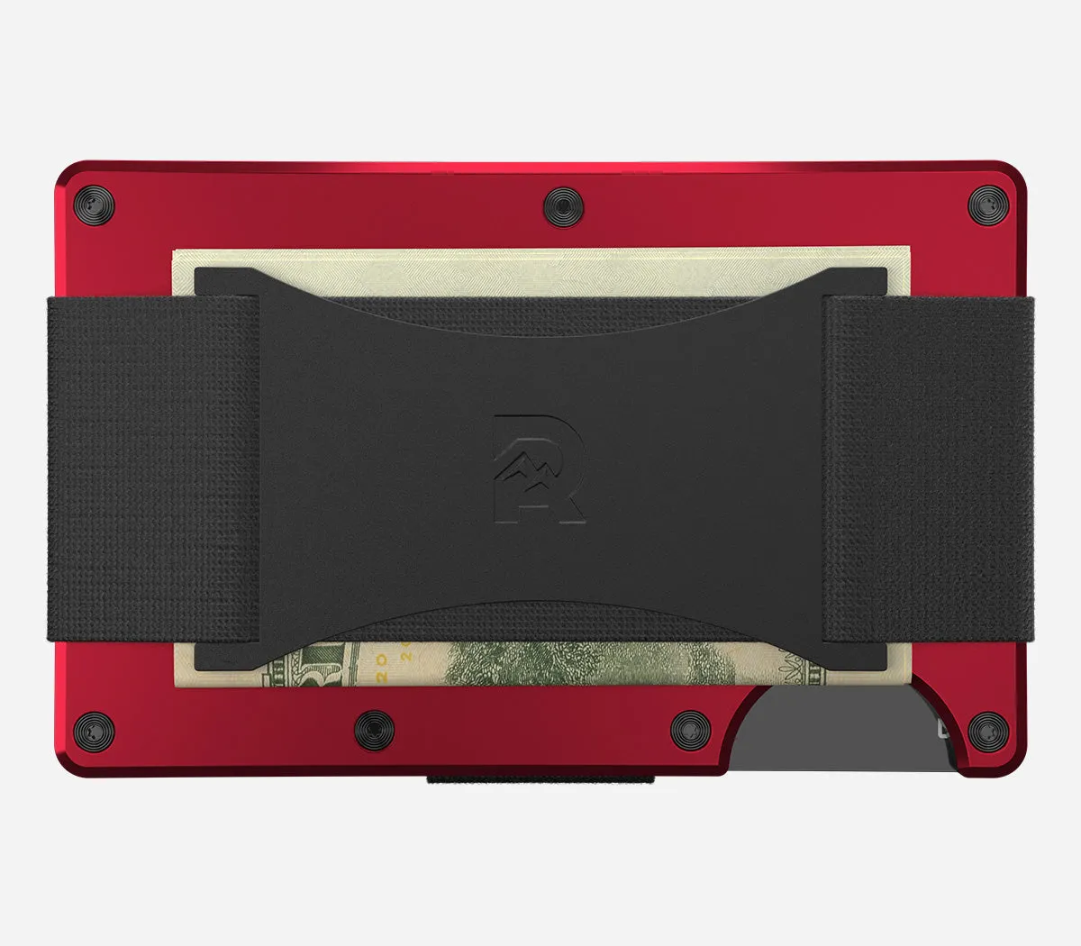 The Ridge Wallet - Aluminum With Money Clip   Cash Strap - Product Red