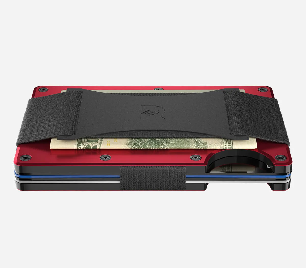 The Ridge Wallet - Aluminum With Money Clip   Cash Strap - Product Red