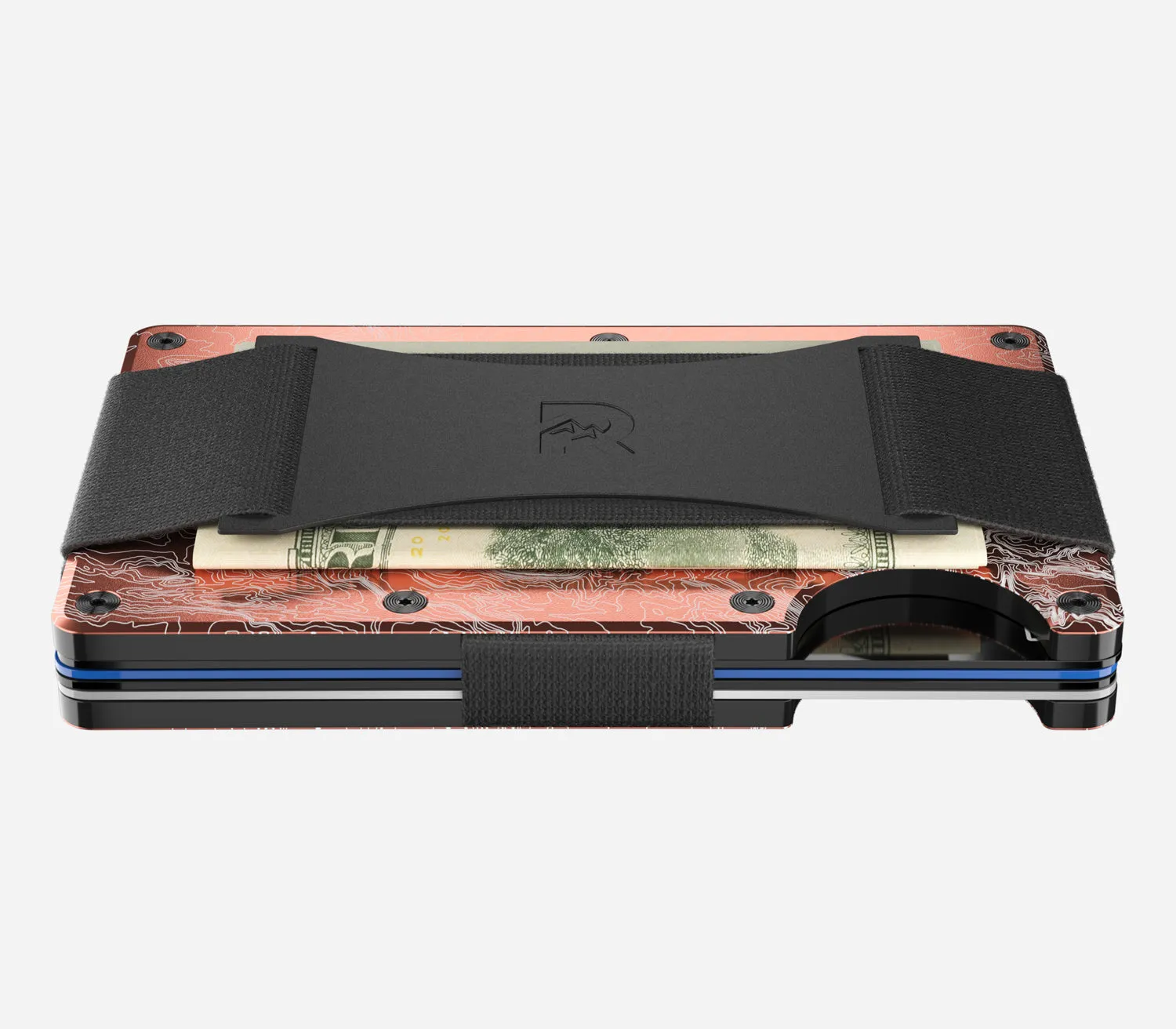 The Ridge Wallet - Aluminum With Money Clip   Cash Strap - The Narrows