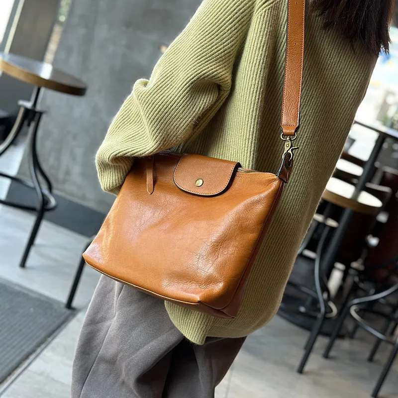 Vintage Ladies Leather Over The Shoulder Bag Genuine Leather Purses For Women