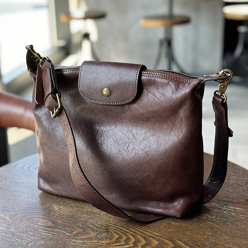 Vintage Ladies Leather Over The Shoulder Bag Genuine Leather Purses For Women