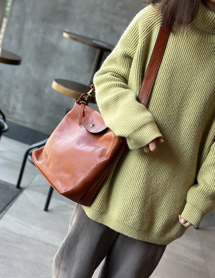 Vintage Ladies Leather Over The Shoulder Bag Genuine Leather Purses For Women