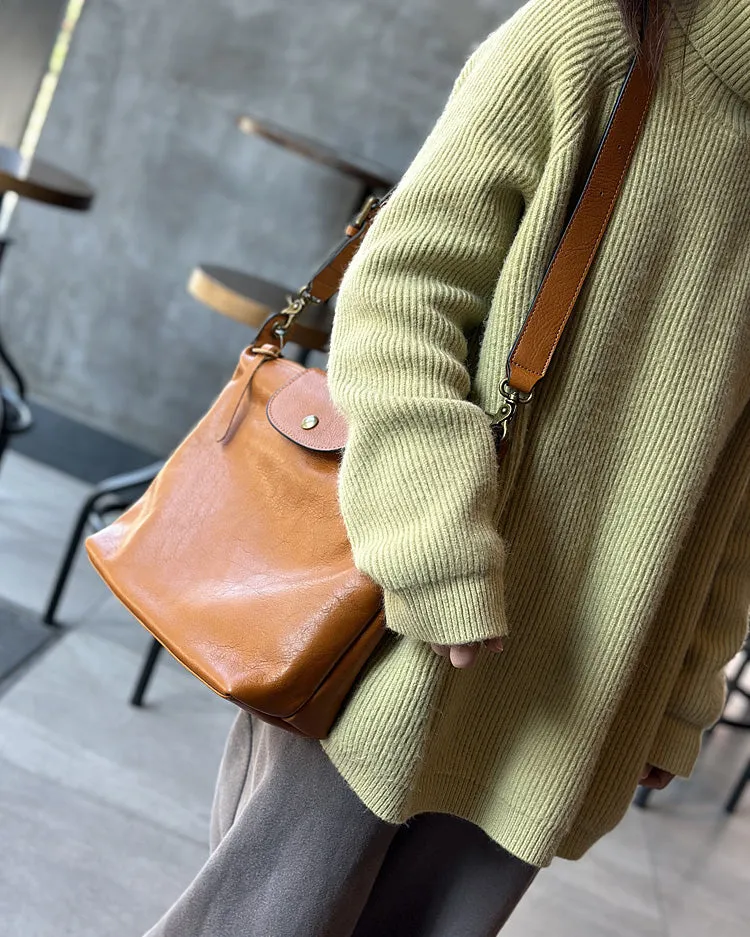 Vintage Ladies Leather Over The Shoulder Bag Genuine Leather Purses For Women
