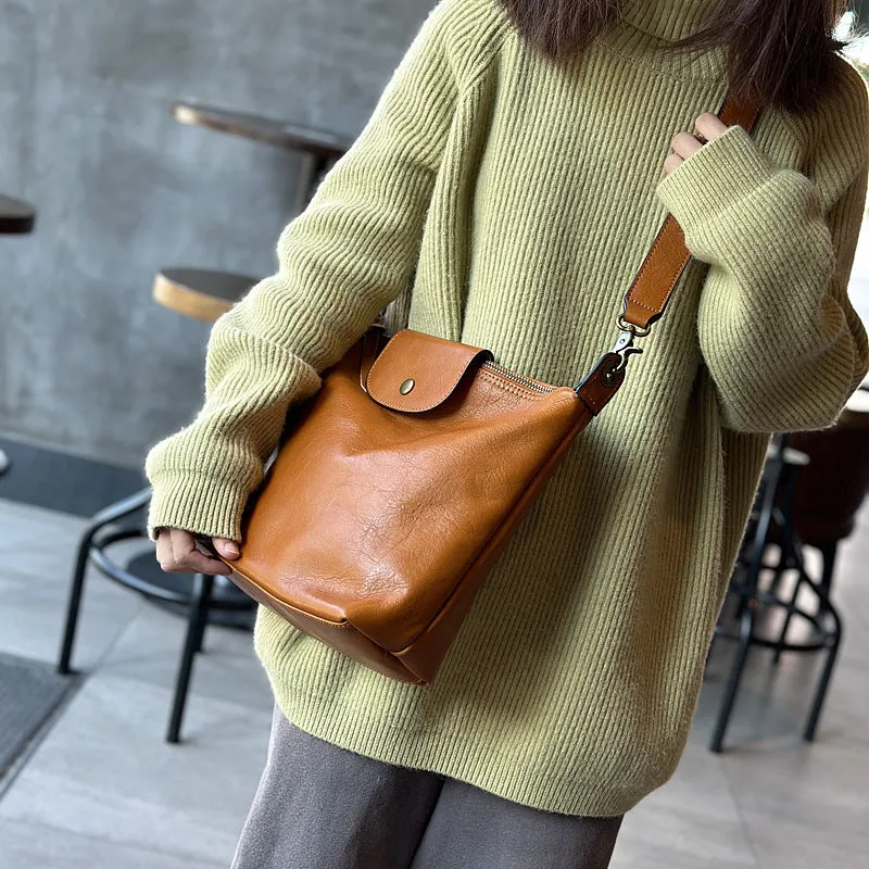 Vintage Ladies Leather Over The Shoulder Bag Genuine Leather Purses For Women