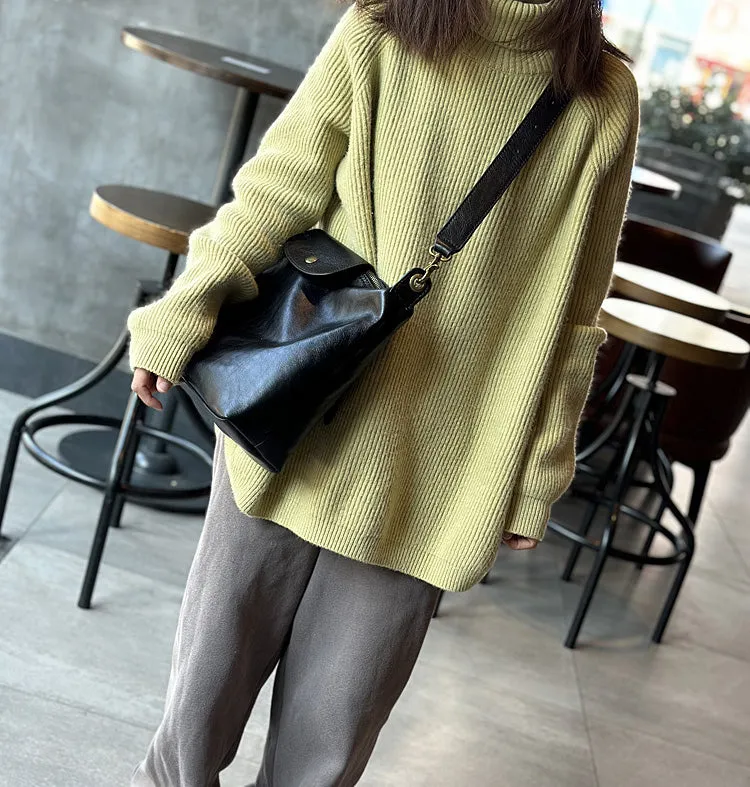 Vintage Ladies Leather Over The Shoulder Bag Genuine Leather Purses For Women