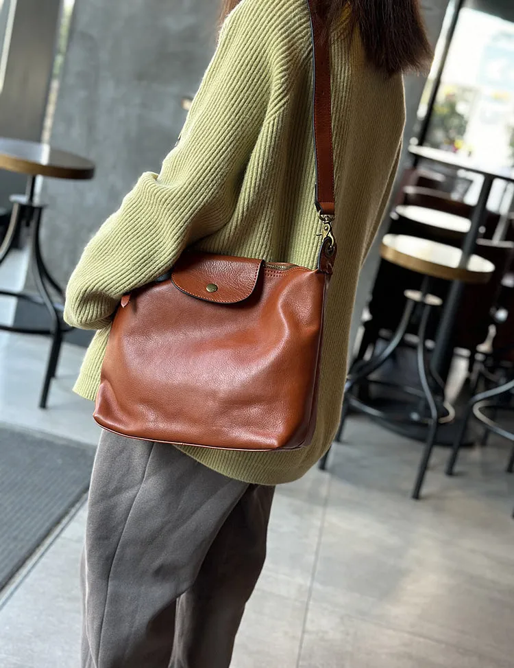 Vintage Ladies Leather Over The Shoulder Bag Genuine Leather Purses For Women