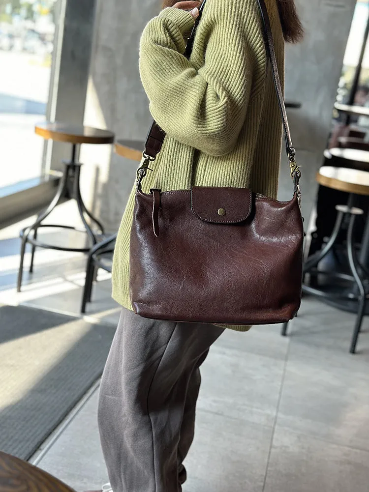 Vintage Ladies Leather Over The Shoulder Bag Genuine Leather Purses For Women