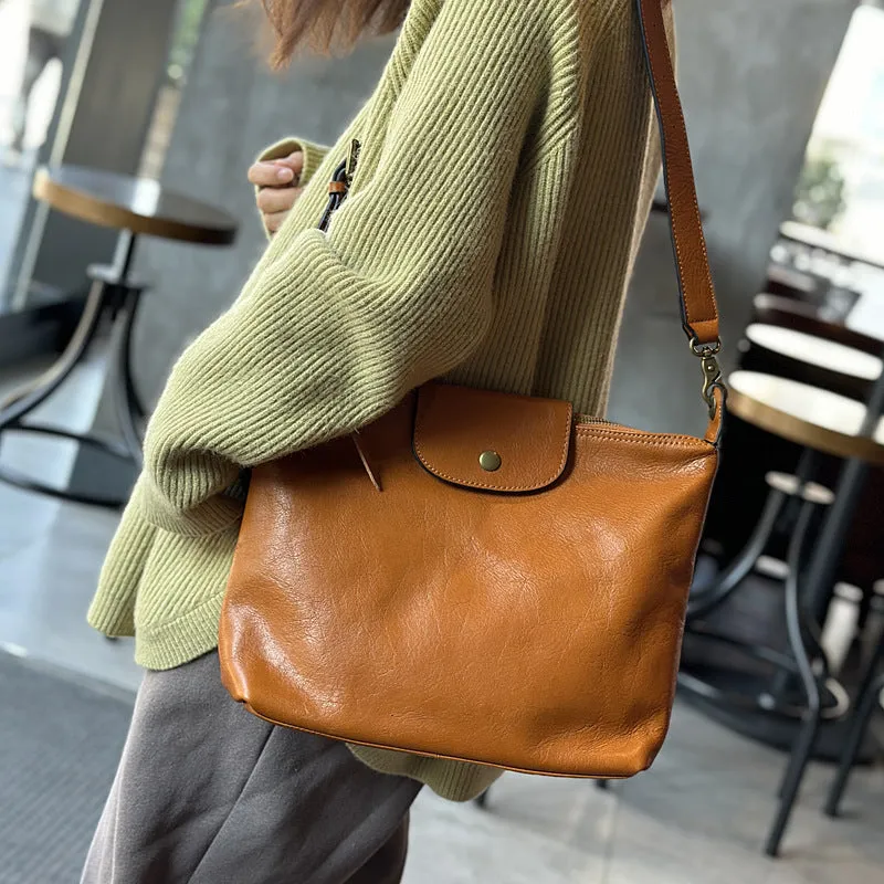Vintage Ladies Leather Over The Shoulder Bag Genuine Leather Purses For Women