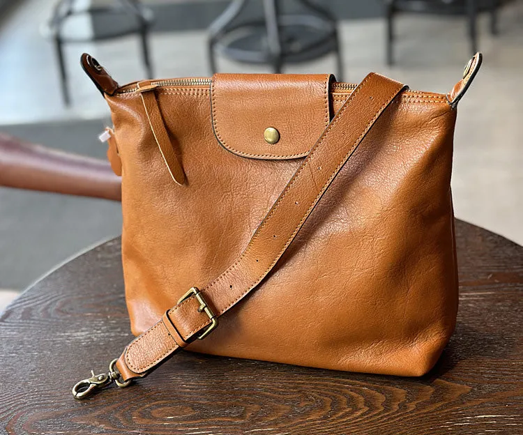 Vintage Ladies Leather Over The Shoulder Bag Genuine Leather Purses For Women