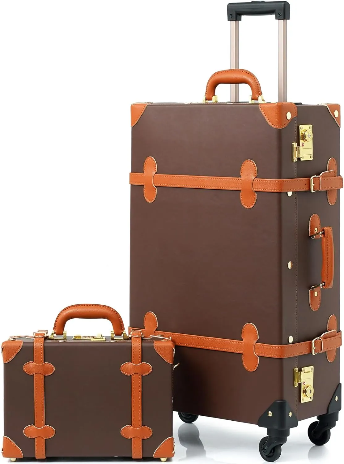 Vintage Style 2pc Grey Spinner Wheel Luggage Suitcase Set
