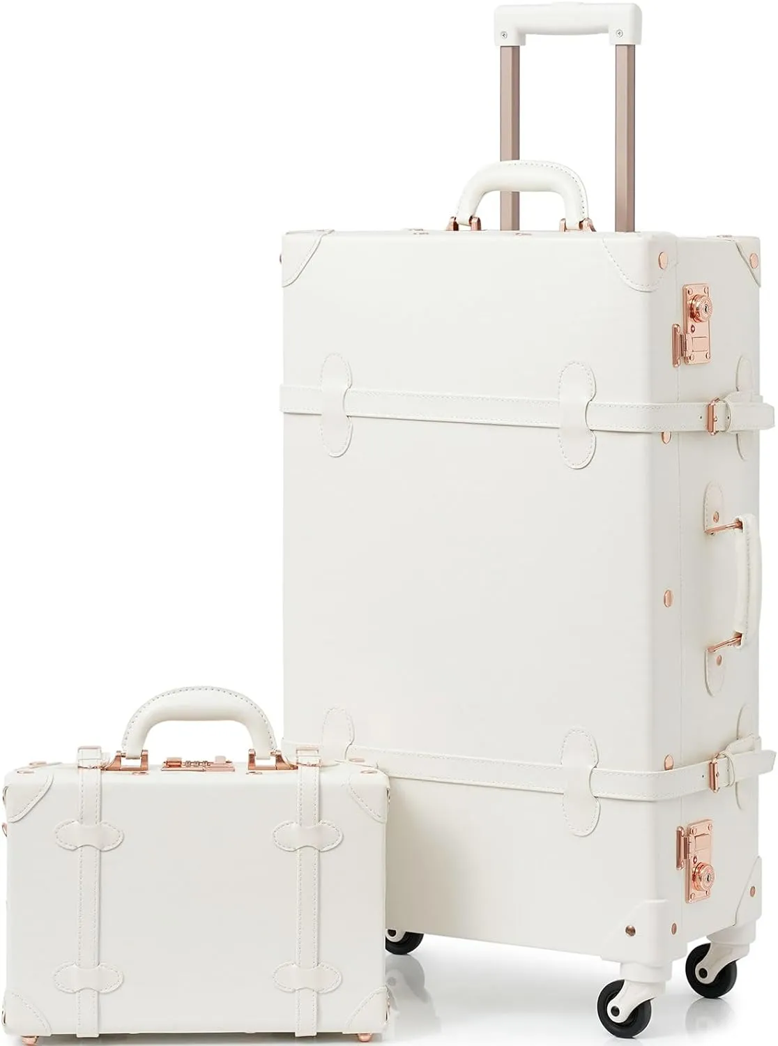 Vintage Style 2pc Grey Spinner Wheel Luggage Suitcase Set