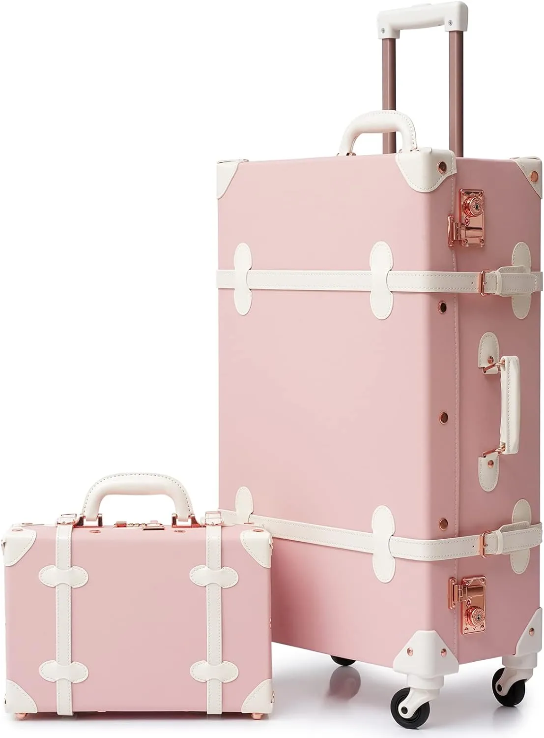 Vintage Style 2pc Grey Spinner Wheel Luggage Suitcase Set