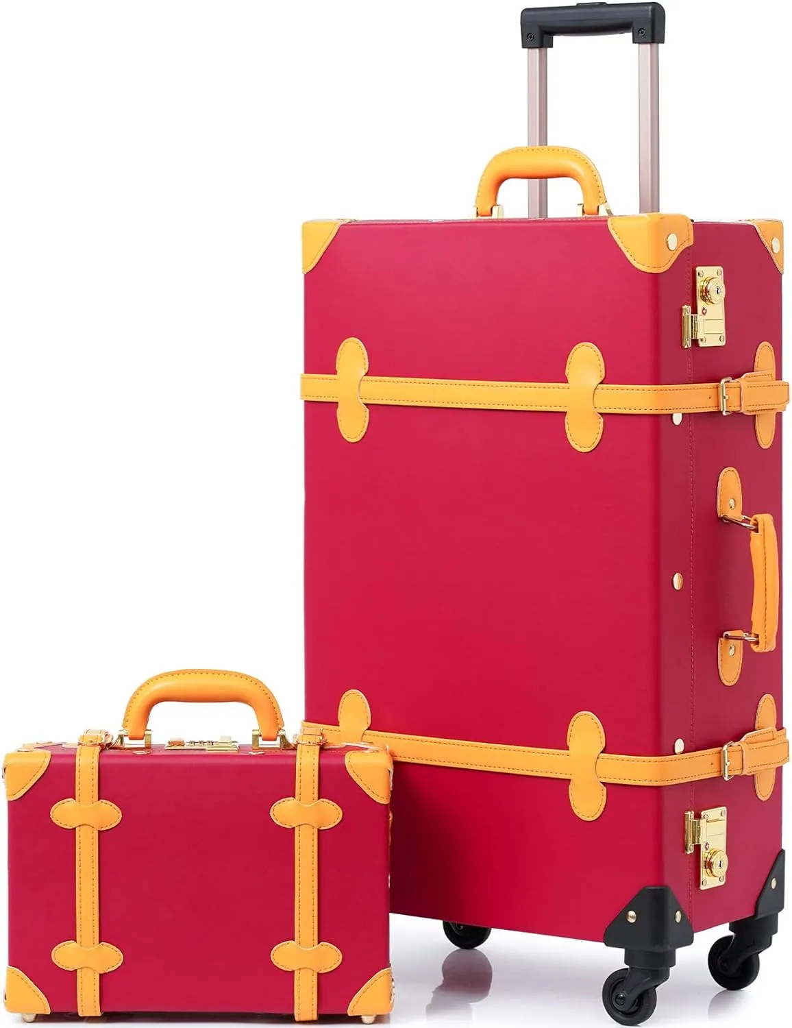 Vintage Style 2pc Grey Spinner Wheel Luggage Suitcase Set