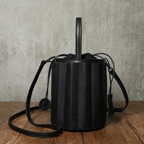 Womens Small Leather Bucket Clutch Bag