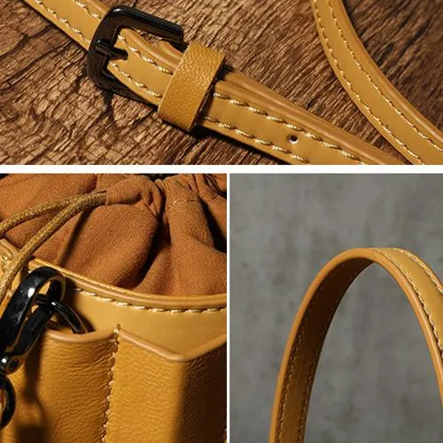 Womens Small Leather Bucket Clutch Bag