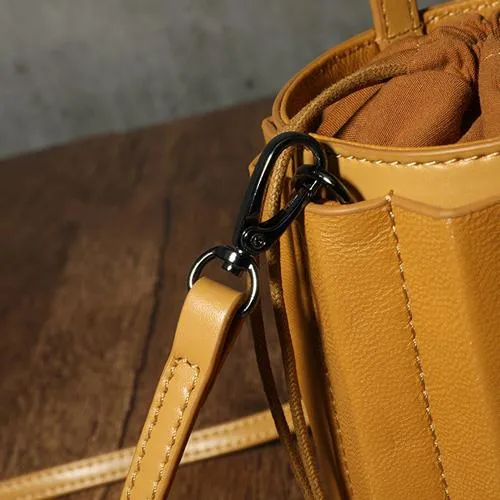 Womens Small Leather Bucket Clutch Bag
