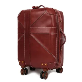 Woosir 20 Inch Cow Leather Vintage Suitcase Luggage